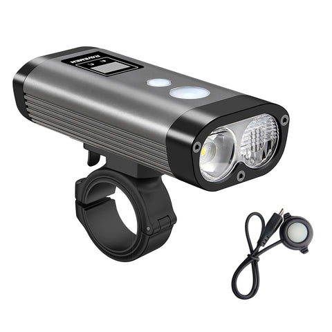 Ravemen PR1400 USB Rechargeable DuaLens Front Light with Remote in Grey/Black (1400 Lumens)