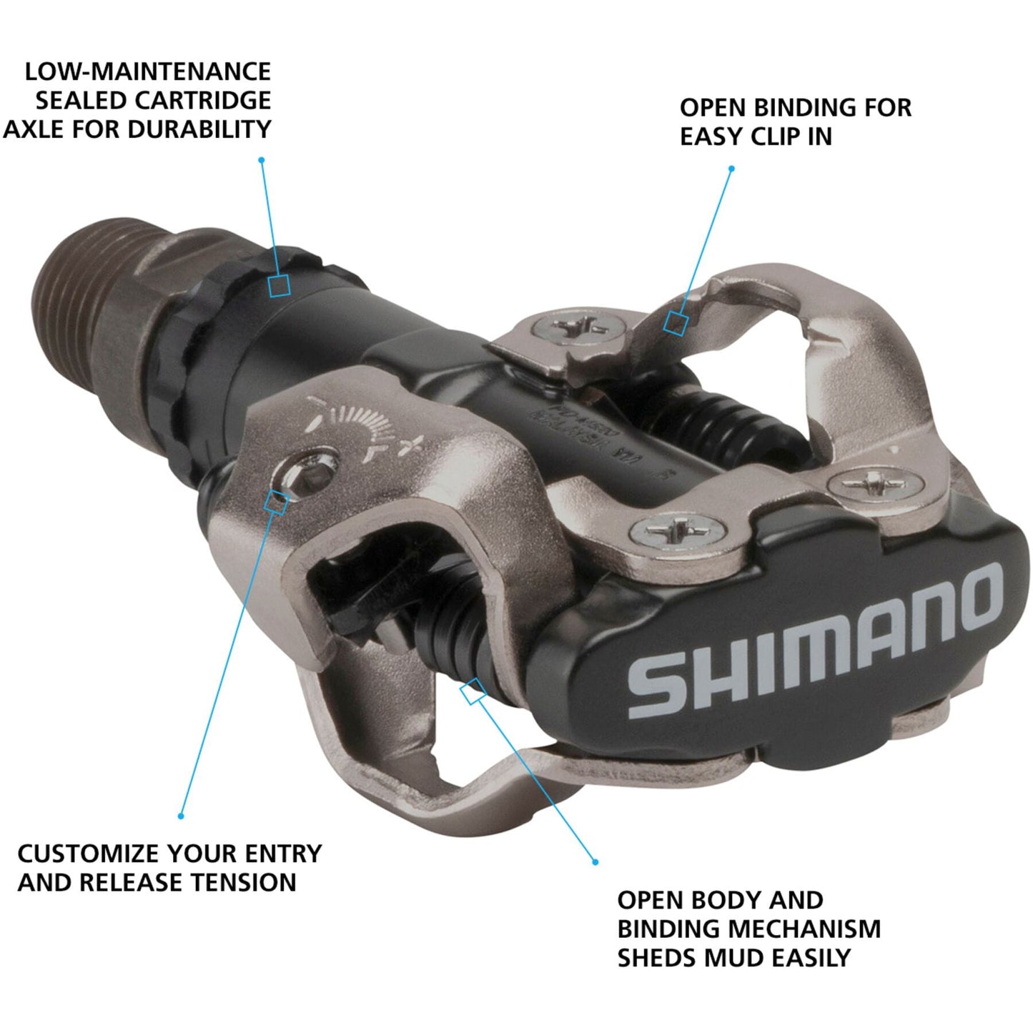 PD-M520 MTB SPD pedals - two sided mechanism, black.