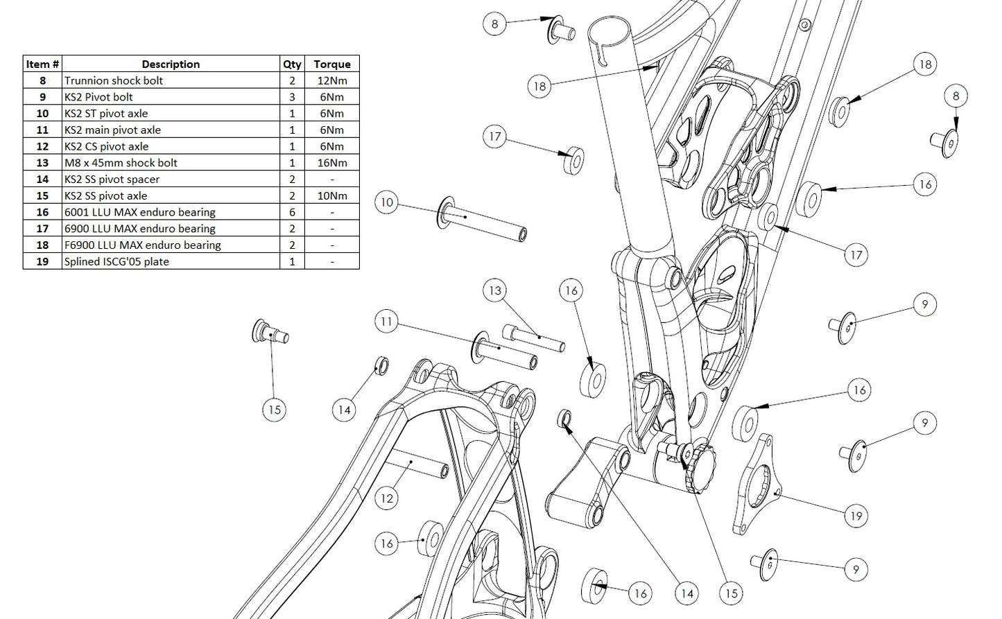 Banshee Bikes frame KS2 General Spares Kit